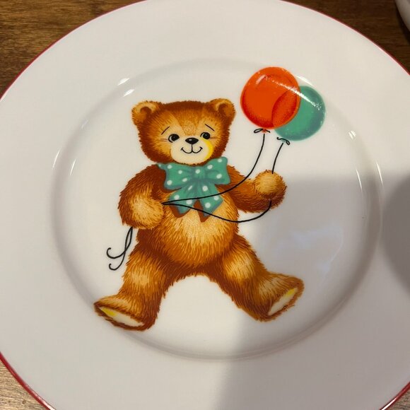 Vintage Reutter Child Kid Feeding Dish Set 3 Teddy Bears Red Porcelain Germany - Picture 3 of 11